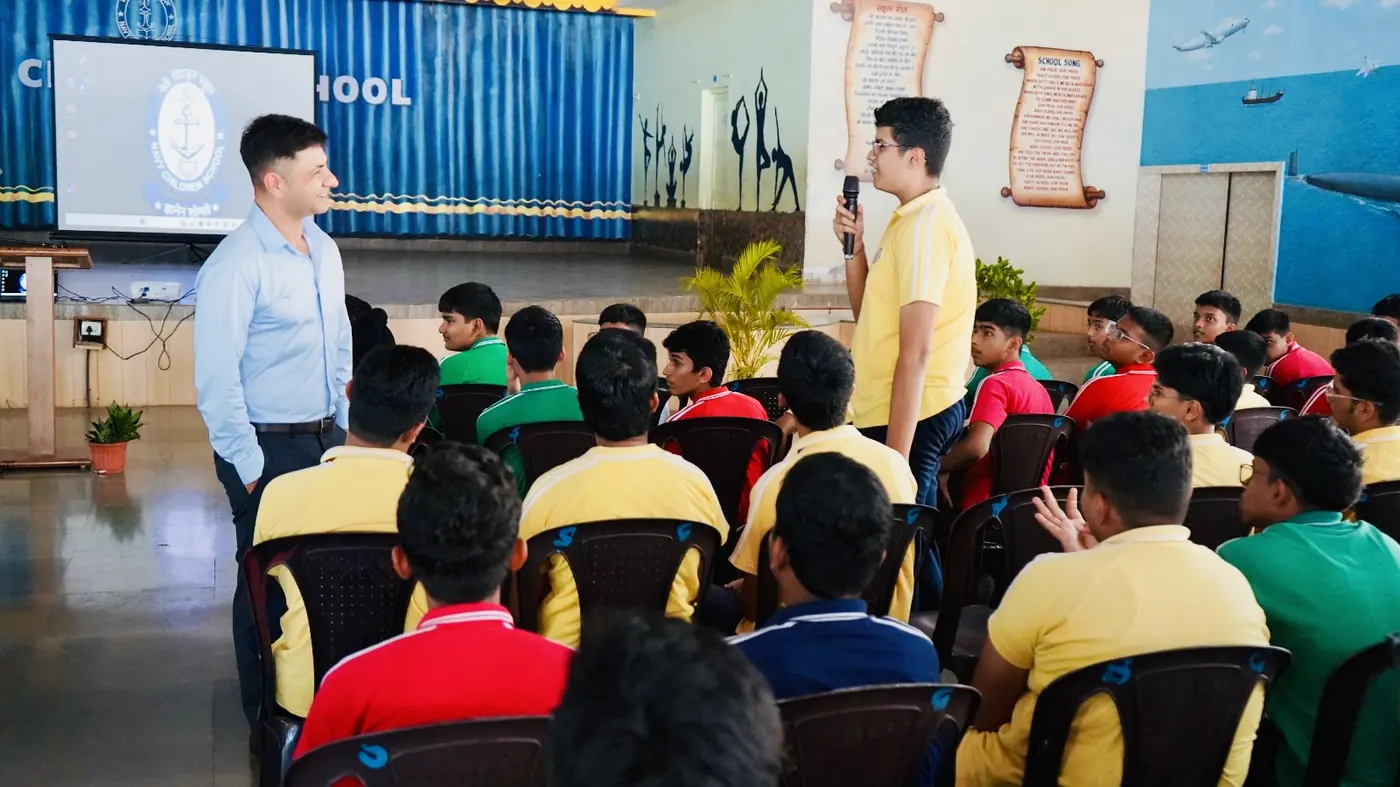 Interactive aviation Q&A with students at Navy Children School Goa