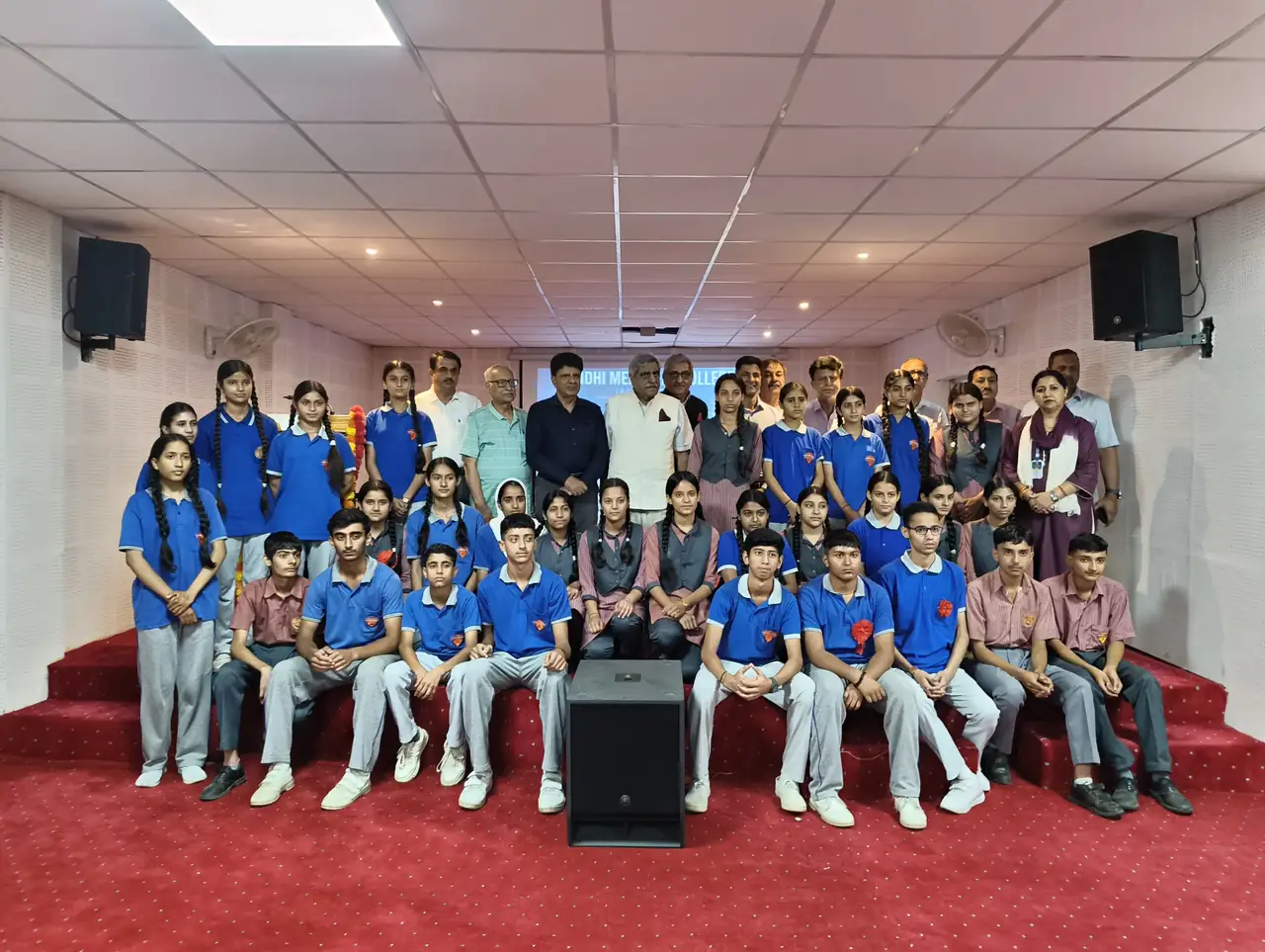 Students and faculty at Vishwa Bharati Higher Secondary School, Jammu